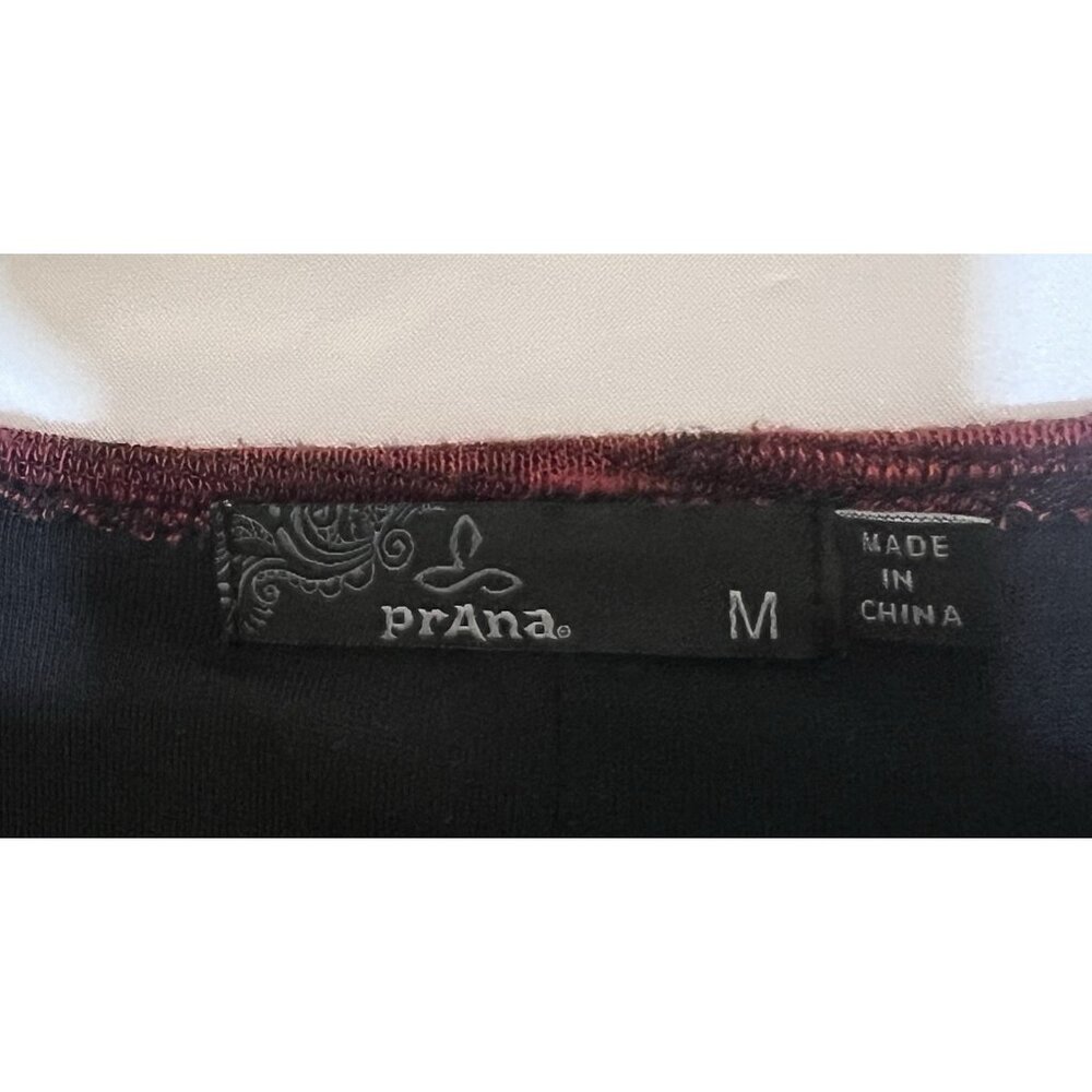 Prana Women Dress Medium Size Burgundy V-Neck Wrap Style Stretch Long Sleeves - Picture 3 of 10